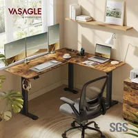 VASAGLE Höhenverstellbarer Schreibtisch elektrisch, L-förm, 160 cm, mit Ladestation,