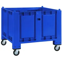 BRB-Lagertechnik Palettenbox mit 4 Lenkrollen, LxBxH 1200x800x1000 mm, Boden