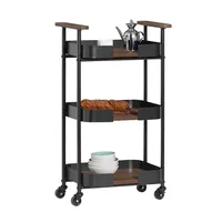 SoBuy Servierwagen Braun, Schwarz, Holzwerkstoff, Metall, 50x86x32 cm, Esszimmer,