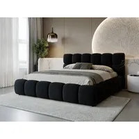 GRAINGOLD Polsterbett mit Bettkasten 140x200 Schwarz Samt, Modo