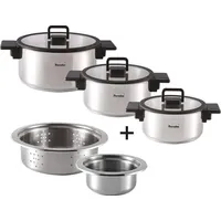 Berndes Stapelbares Kochtopfset, 5-teilig, Edelstahl, poliert - b.miracle