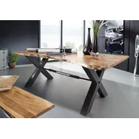 MASSIVMOEBEL24.DE Esstisch Akazie 260x100x76 natur lackiert IRON LABEL #129