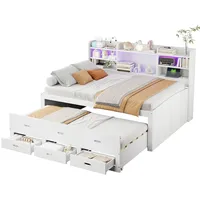 XDOVET Schlafsofa, Daybett, Tagesbett, 140 x 200cm, Led-fernbedienung, 3