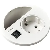 EVOline Evoline, Steckdose, Circle80 Steckdose mit Kabeldurchgang, und USB-A+C-Doppelcharger,