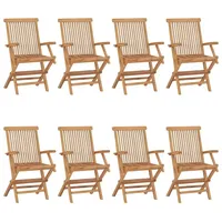 VidaXL Gartenstühle mit Hellgrünen Kissen 8 Stk. Massivholz Teak