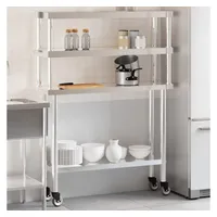 VidaXL Küchen-Arbeitstisch mit Aufsatzboard 110x30x150 cm Edelstahl