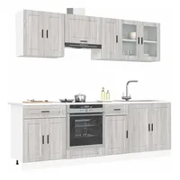 VidaXL Küchenzeile Kalmar 8-tlg.  Grau