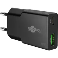 Goobay Dual-Schnellladegerät Slim 30 W schwarz