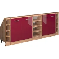 Vicco Dachschrägenschrank-Set Rion, Rot Hochglanz/Goldkraft Eiche, 5er Set