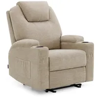 MCombo M MCombo Elektrisch Relaxsessel Massagesessel Fernsehsessel 7061 (Beige-Stoff)