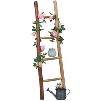 Relaxdays Dekoleiter, 116 cm hoch, Holzleiter Garten, 4 Sprossen,