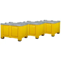 Logiplast gmbh 3 Stück Palettenbox mit Deckel 680l 1200x1000x790