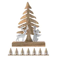 Amagohome Holzfigur Weihnachtsbaum mit Hirsch u. Engel 20x27cm Masterbox