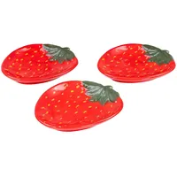 Levandeo 3er Set Teller Erdbeere Keramik 16cm Erdbeerschale Sommer
