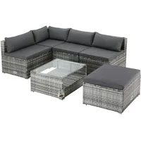 CASARIA Polyrattan Ecklounge Grau/Anthrazit dicke Rückenpolster