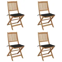 VidaXL Klappbare Gartenstühle 4 Stk. mit Kissen Massivholz Akazie