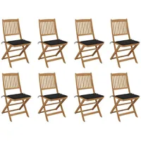 VidaXL Klappbare Gartenstühle mit Kissen 8 Stk. Massivholz Akazie