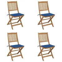 VidaXL Klappbare Gartenstühle 4 Stk. mit Kissen Massivholz Akazie