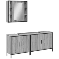 VidaXL Badmöbel-Set Grau Sonoma 3-tlg. Holzwerkstoff