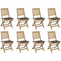 VidaXL Klappbare Gartenstühle mit Kissen 8 Stk. Massivholz Akazie