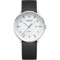 Mondaine Doppio Solar Schwarz/Weiß Leder 41 mm MLE.41910.LBV