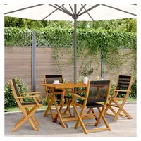 VidaXL 5-tlg. Garten-Essgruppe Polypropylen und Massivholz Schwarz