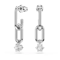Swarovski Constella Drop-Ohrhänger, Rundschliff, Weiß, Rhodiniert