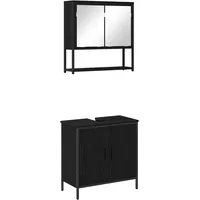 VidaXL Badmöbel-Set vidaXL 2-tlg. Schwarz Eiche