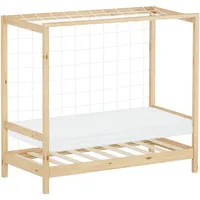ML-Design Kinderbett Fußballtor 70x140 cm mit Matratze Natur Holz,