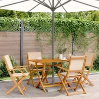 VidaXL 5-tlg. Garten-Essgruppe Stoff und Massivholz Beige