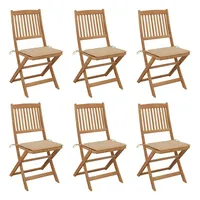 VidaXL Klappbare Gartenstühle 6 Stk. mit Kissen Massivholz Akazie