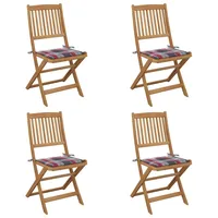 VidaXL Klappbare Gartenstühle 4 Stk. mit Kissen Massivholz Akazie