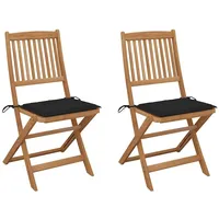 VidaXL Klappbare Gartenstühle 2 Stk. mit Kissen Massivholz Akazie