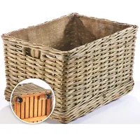 Kobolo Kaminholzkorb Rattan mit Leinenfutter und Rollen Holzkorb für