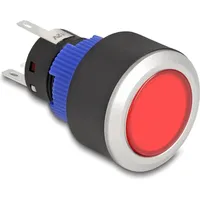 DeLock 22047 Elektroschalter Drucktasten-Schalter Schwarz, Blau, Rot, Silber