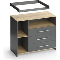 Vicco Wickelkommode Oskar, Anthrazit/Goldkraft Eiche, 113 x 93 cm