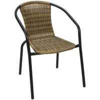 Mojawo Stabiler Polyrattan Bistrostuhl Stapelstuhl Cappuccino / schwarz