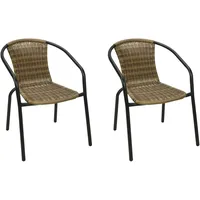 Mojawo 2 Stück Stabiler Polyrattan Bistrostuhl stapelbar Cappuccino /