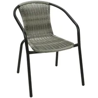 Mojawo Stabiler Polyrattan Bistrostuhl Stapelstuhl Grau meliert / schwarz