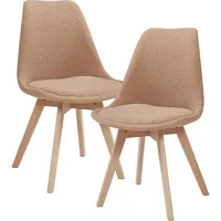 [en.casa] Esszimmerstuhl Fläten 2er Set Bouclé Taupe
