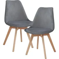 [en.casa] Esszimmerstuhl Fläten 2er Set Cord Grau