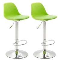 CLP 2er Set Barhocker Kiel Kunststoff chrom/grün
