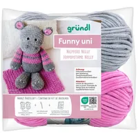 Gründl Funny uni SB-Pack Nilpferd Nelly, Chenillegarn, Häkelset