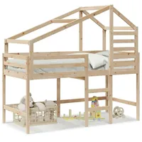 VidaXL Hochbett mit Leiter und Dach 90x200 cm Massivholz