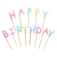 Papstar Buchstabenkerzen Happy Birthday 8 cm pastell 12 St.