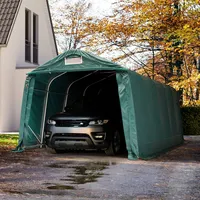 TOOLPORT 3,3x6m Zeltgarage, PRIMEtex-Plane, dunkelgrün, mit Statik (Erduntergrund) -