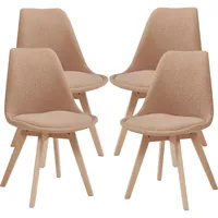 [en.casa] Esszimmerstuhl Fläten 4er Set Bouclé Taupe