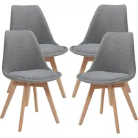 [en.casa] Esszimmerstuhl Fläten 4er Set Bouclé Grau