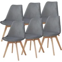 [en.casa] Esszimmerstuhl Fläten 6er Set Cord Grau