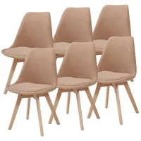 [en.casa] Esszimmerstuhl ’Fläten’ 6er Set Bouclé Taupe
